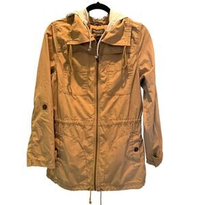 Eddie Bauer Women's Full Zip Tan Khaki Urban Utility Hoodie Jacket Size M Cotton